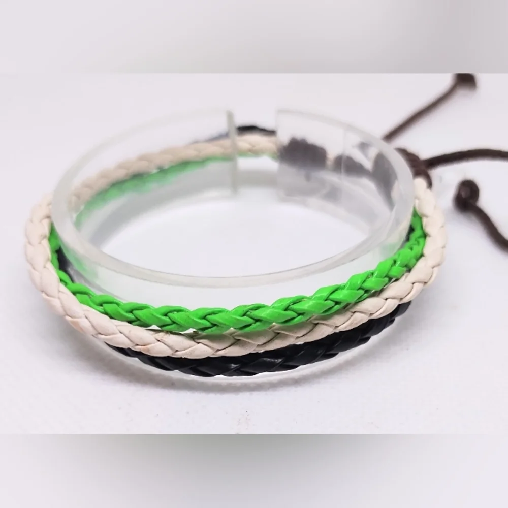 Men's‎ Bracelet Leather Braided Layered NEw f52